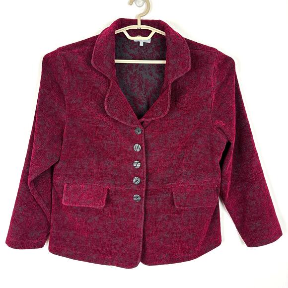 Habitat Jacket Large Red Textured Chenille art to wear artsy - Picture 1 of 8